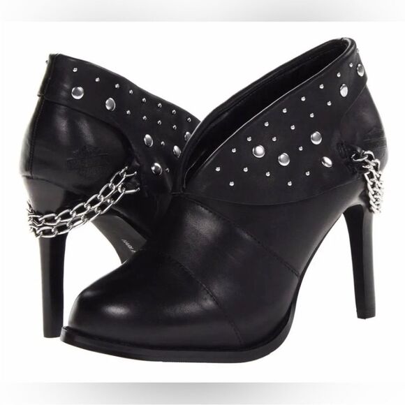 Harley Davidson Lena Stiletto Metal Rivet Chain Leather Boots NEW NWT Size 8.5 - Picture 1 of 10